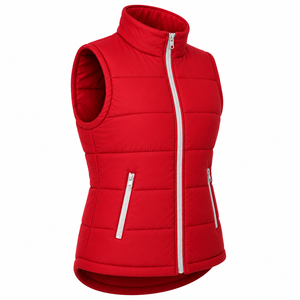 Chaleco Acolchado sin Mangas para Mujer al por Mayor, Cuello Alto, Bolsillos con Cremallera, Color Sólido, Personalizado, Cálido de Invierno, de Poliéster/Nylon - Product Image 3