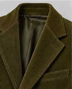 <b>Women's</b> Olive Colour <b>Corduroy</b> Blazer Full Sleeve Single Breasted Button Closure Autumn Wear - Product Image 3