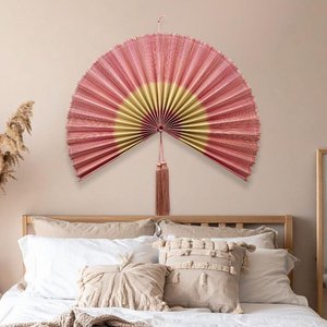 Éventail mural décoratif en bambou naturel, éventail pliant tissé à la main, art mural pour salon, chambre, hôtel, restaurant - Product Image 1