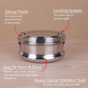 Professional Design Stainless Steel School <b>Lunch</b> <b>Box</b> Combo Pack Dual Tier Leak Proof 2 Compartments Easy to Open Close <b>Bento</b> <b>Box</b> - Product Image 6