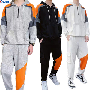 Conjunto Deportivo Personalizado para Hombre con Bloques de Color, Sudadera con Capucha, Pantalones Joggers con Cierre Frontal, Transpirable, de Poliéster y Algodón, para Otoño - Product Image 5