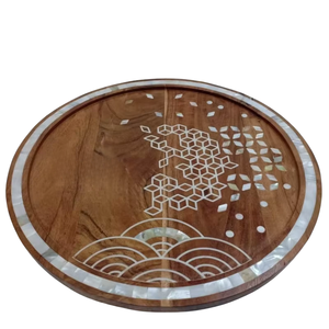 Luxury Ramadan 2022 Mother of Pearl Wood Craft Serving Tray | Eid Decor Home Decoration Chocolate Serving Kitchenware Tray <b>Gift</b> - Product Image 1