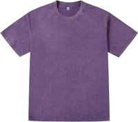 T-shirts pour hommes en coton 100% de 350 GSM, col épais côtelé de haute qualité, col montant, design surdimensionné, logo personnalisé