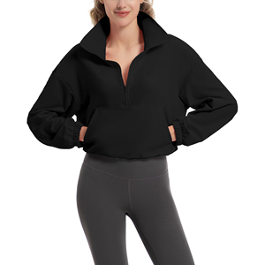 Sudadera Corta con Cierre de Cremallera para Mujer, Manga Larga, Deportiva, Moderna, para Gimnasio, Running, Yoga y Uso Casual - Product Image 3