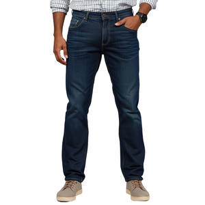Jeans en denim mélangé de coton coupe ajustée pour homme INTENTION SPORTS, fermeture éclair, délavage clair, style moderne décontracté streetwear été - Product Image 3