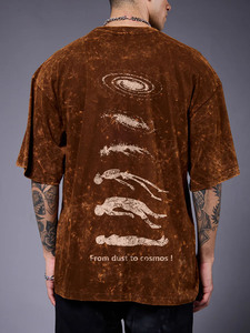 T-shirt décontracté pour homme en molleton brun de qualité supérieure, à séchage rapide, respirant, coupe ample, manches courtes, col rond - Product Image 5