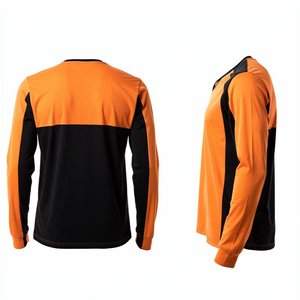 Men's Orange Black Long Sleeve T-Shirt V-Neck Casual Regular Lightweight Tee Shirts Men 100% Cotton Summer <b>TShirts</b> Mens - Product Image 2