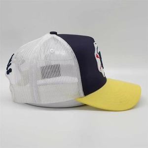 Custom Logo Trucker <b>Hat</b> <b>Navy</b> White Yellow Mesh Cap Embroidery Logo Patch 6-Panel Adjustable Unisex Casual Spring Summer - Product Image 3