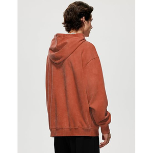 Sudadera con Capucha para Hombre, Color Naranja Quemado, Lavado Mineral, Estilo Vintage, Oversize, de Algodón Grueso y Felpa, Estilo Urbano - Product Image 4