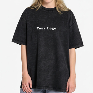 T-shirt décontracté tendance pour femme, coupe ample, 100 % coton, manches courtes, délavé à l'acide, toutes saisons - Product Image 5