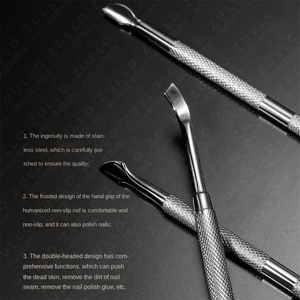 Pousse-cuticules en acier inoxydable de couleur personnalisée, double face, outil de nettoyage des cuticules pour les techniciennes professionnelles en manucure et pédicure - Product Image 6