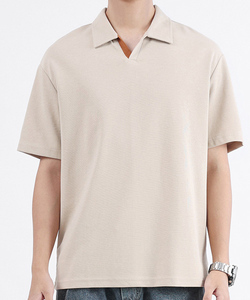 เสื้อโปโลคอวีสีเข้าชุด แขนสั้น รุ่นใหม่ สำหรับผู้ชาย เสื้อยืดฤดูร้อน - Product Image 4