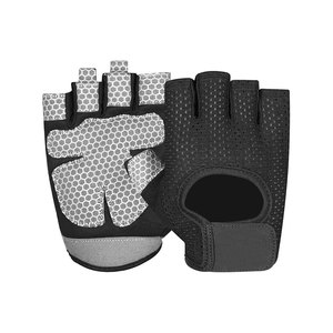 <b>Half</b> Finger Gym Gloves Mesh Breathable Non <b>Slip</b> Training Fitness Unisex Pull On Black Gray - Product Image 1