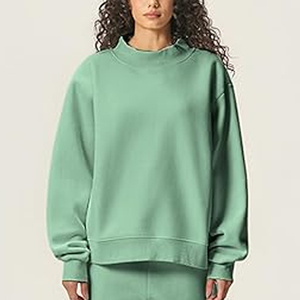 Women Mock Neck Sweatshirt Custom Cotton Terry Hoodie OEM Private <b>Label</b> <b>Printed</b> Logo Casual Streetwear Bulk Supplier - Product Image 6