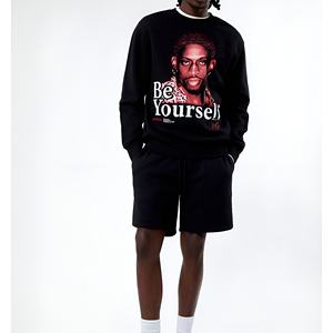 Sweat-shirt à col rond surdimensionné pour homme de haute qualité avec logo personnalisé, en molleton de coton, streetwear décontracté, OEM - Product Image 4