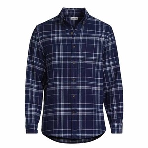 Chemise à carreaux à manches longues pour homme, bleu foncé et blanc, coupe décontractée, col rabattu, boutonnée, en coton tissé - Product Image 5