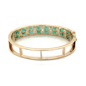 Brazalete Vintage de Aleación de Zinc Chapado en Oro de 10K con Corte Ovalado y Diamantes Redondos con Corte Brillante en Canal, Brazalete para Mujer - Product Image 2