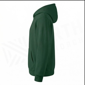 Sweat-shirt à capuche vert foncé pour homme, coupe classique, décontracté, tricoté, couleur unie, manches longues - Product Image 2