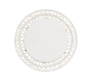 Espejo de Pared Redondo de Mimbre Blanco, Estilo Rústico Boho, Decoración para Dormitorio o Cuarto de Niños, Venta al Por Mayor OEM - Product Image 4