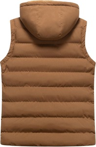 <b>Men's</b> <b>Black</b> Hooded Puffer <b>Vest</b> Zipper Closure Windproof Casual Winter Outerwear Solid Design - Product Image 6