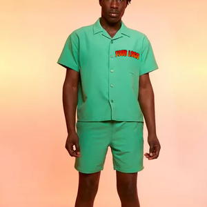 Conjunto Deportivo Personalizado de Chaqueta y Pantalones Cortos de Poliéster, Traje Deportivo de Dos Piezas con Parches de Nailon, Chaqueta Cortavientos para Hombre - Product Image 2