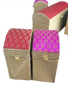 Handmade Eco-Friendly Brocade Rectangular Silk Embroidery <b>Box</b> with <b>Floral</b> Design for Home Decoration - Product Image 2