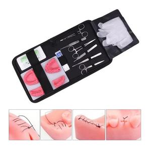 Suture Training Kit with Silicone Skin <b>Practice</b> <b>Pad</b> Stainless Steel Instruments Manual Reusable Teaching Set By Grip Surgical - Product Image 1