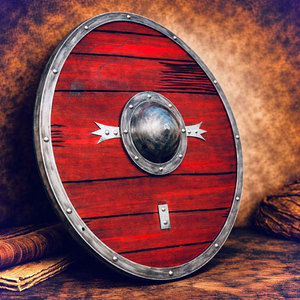 Bouclier Viking en bois de haute qualité, rond, design traditionnel nordique fait main, pour la décoration intérieure et les événements costumés - Product Image 3