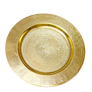 Assiette de service en métal micro-texturé perlé doré de qualité supérieure pour événements spéciaux et fêtes de fin d'année - Product Image 1