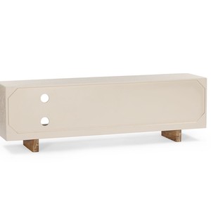 Vandana Ivory Form Contemporary TV unit with a <b>sandblasted</b> concrete and acacia wood finish Miona - Product Image 5