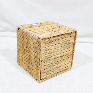 Hot Selling Eco-Friendly Modern Rectangular <b>Plastic</b> Rattan Woven Storage <b>Basket</b> Handle Stackable Storage Organizer for Living - Product Image 4