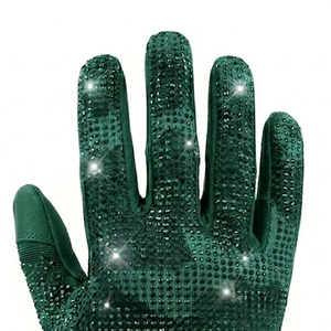 High Quality Breathable Team Wear Rhinestone Men Gloves Green Color American Football Gloves Digital Printed Full Finger Gloves - Product Image 3