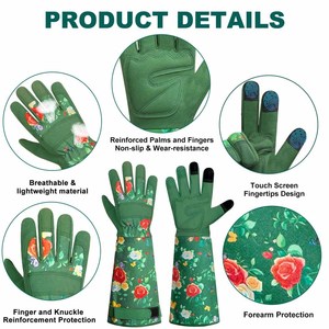 Guantes de Jardinería con Diseño Floral Morado, Palma Acolchada de Gamuza Sintética, con Tirador, para Exteriores - Product Image 4