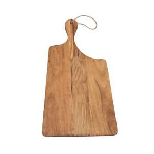Planche à découper carrée en bois blanchi avec poignée en cuir, épaisseur 1,5 cm, bloc à découper rustique, plateau de service pour charcuterie - Product Image 6