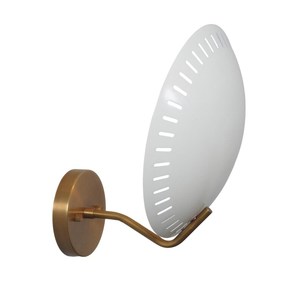 Applique murale minimaliste moderne avec diffuseur blanc, bras en laiton, décoration intérieure pour salon, design amovible - Product Image 2