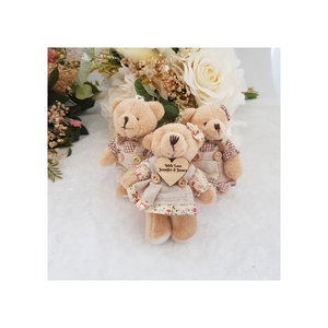 <b>Cute</b> Plush <b>Bear</b> Keychain 3D Cartoon Soft Toy Faux Fur White With Red Checkered Bow - Product Image 4