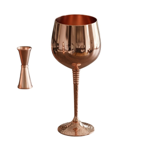 Hammered Copper Plated <b>Wine</b> <b>Goblet</b> With Elegant Polished Brass Stem Handcrafted Vintage Style Metal Chalice For Bar Party Decor - Product Image 3