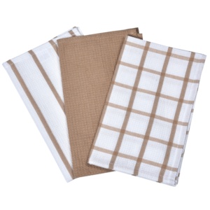 100% coton blanc avec gaufre beige torchon avec Dobby Easy Absorb multi-usages cuisine nettoyage serviette écologique - Product Image 2