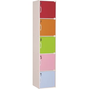 Armario de Almacenamiento Minimalista de 5 Puertas con Cerradura, Color Blanco, Tablero Laminado, Organizador Multicolor - Product Image 1