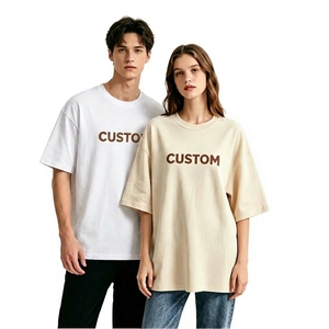 High-quality Custom Men Women's Oversized O-Neck Breathable 300g <b>Polyester</b>/Cotton T-shirt Front Logo Printed Blank Design - Product Image 3