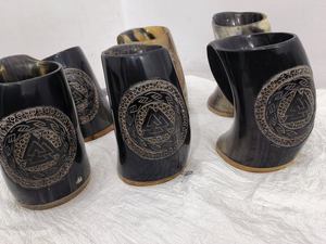 Mug en imitation corne de buffle antique, artisanal, décoration naturelle animale, poli, pour salle à manger viking, verre à boisson FAIZA CRAFT - Product Image 4