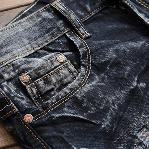 Nouveautés : Jeans slim déchirés vintage de haute qualité pour hommes, style streetwear, coupe ajustée, en denim, vente en gros - Product Image 6