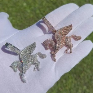 Pegasus Iced Out Men's Rhodium Plated Party Pendant Necklace - Product Image 3