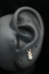 Encantadores pendientes de conejo de oro macizo de 14K con moissanita, delicados aretes de conejito para uso diario elegante y perforaciones. - Product Image 5