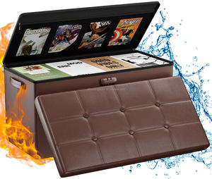 เก้าอี้หนังทรงลูกบาศก์ออตโตมันกันไฟพับได้มีล็อคม้านั่งพักเท้ากันน้ำสำหรับห้องนั่งเล่น - Product Image 1