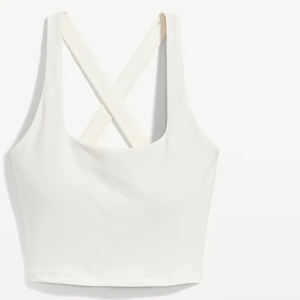 Women's Gray Racerback Sports Bra Scoop Neck Seamless Yoga Workout <b>Top</b> Medium Support Breathable Solid Color Active Wear - Product Image 1