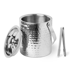 Cubo de Hielo de Acero Inoxidable con Acabado Espejo, Doble Pared, con Pinzas, de Proveedores Indios - Product Image 1