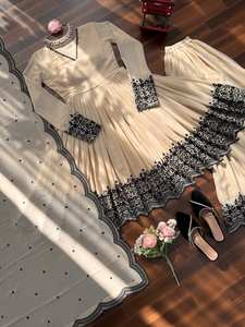 Conjunto de Traje Sharara de Georgette Sintética de Diseño Premium, Sin Arrugas, Elástico, para Bodas, para Mujer, para Todas las Temporadas - Product Image 6