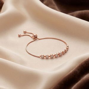 Bracelet tennis à maillons ronds sertis de diamants de laboratoire en or rose - Product Image 4