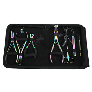 Hair Extension <b>Tools</b> <b>Kit</b> with <b>Small</b> Extension Scissors Stylist Parting Finger Microbead Hair Extension Pliers Tape in Plier - Product Image 6